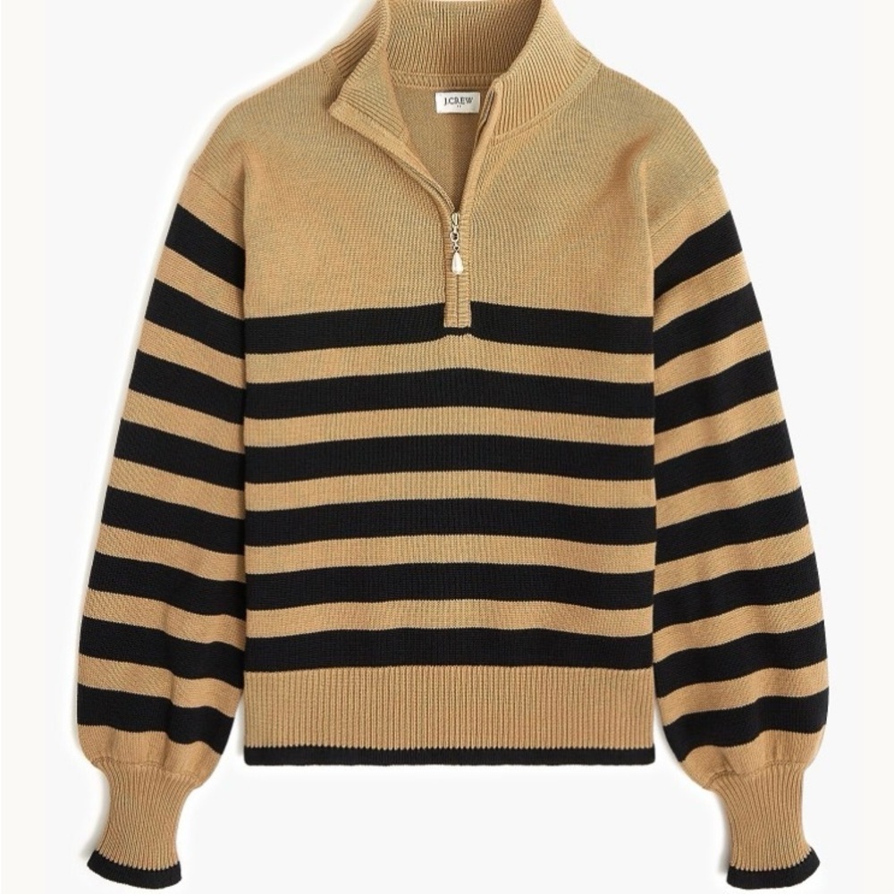 J. Crew Striped Half-Zip Sweater Pearl
Zipper Hazel Wood Blk Weekend